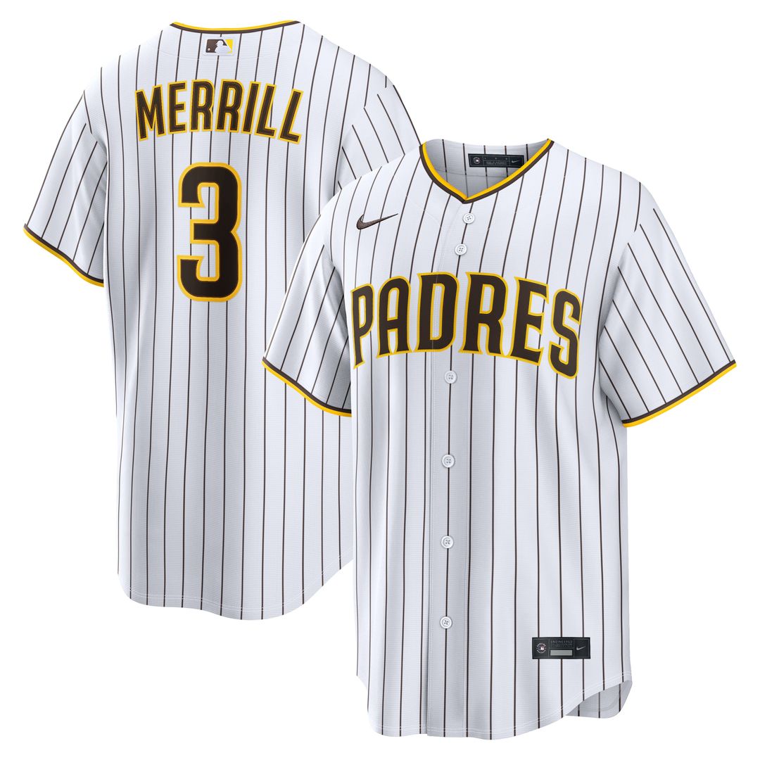 San Diego Padres Jackson Merrill White Home Replica Baseball Jersey