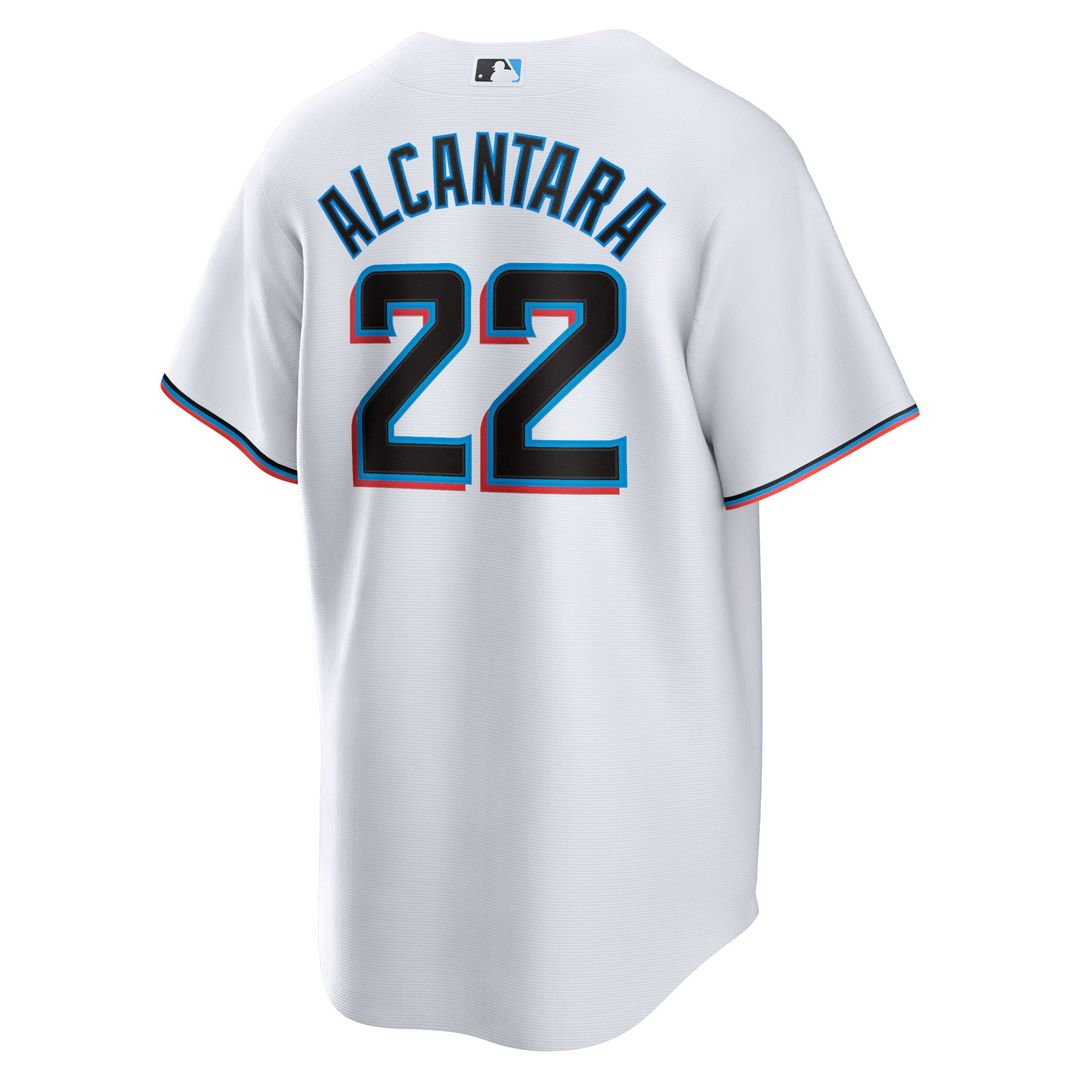 Miami Marlins Sandy Alcantara White Replica Baseball Jersey | MLB Baseball Jersey