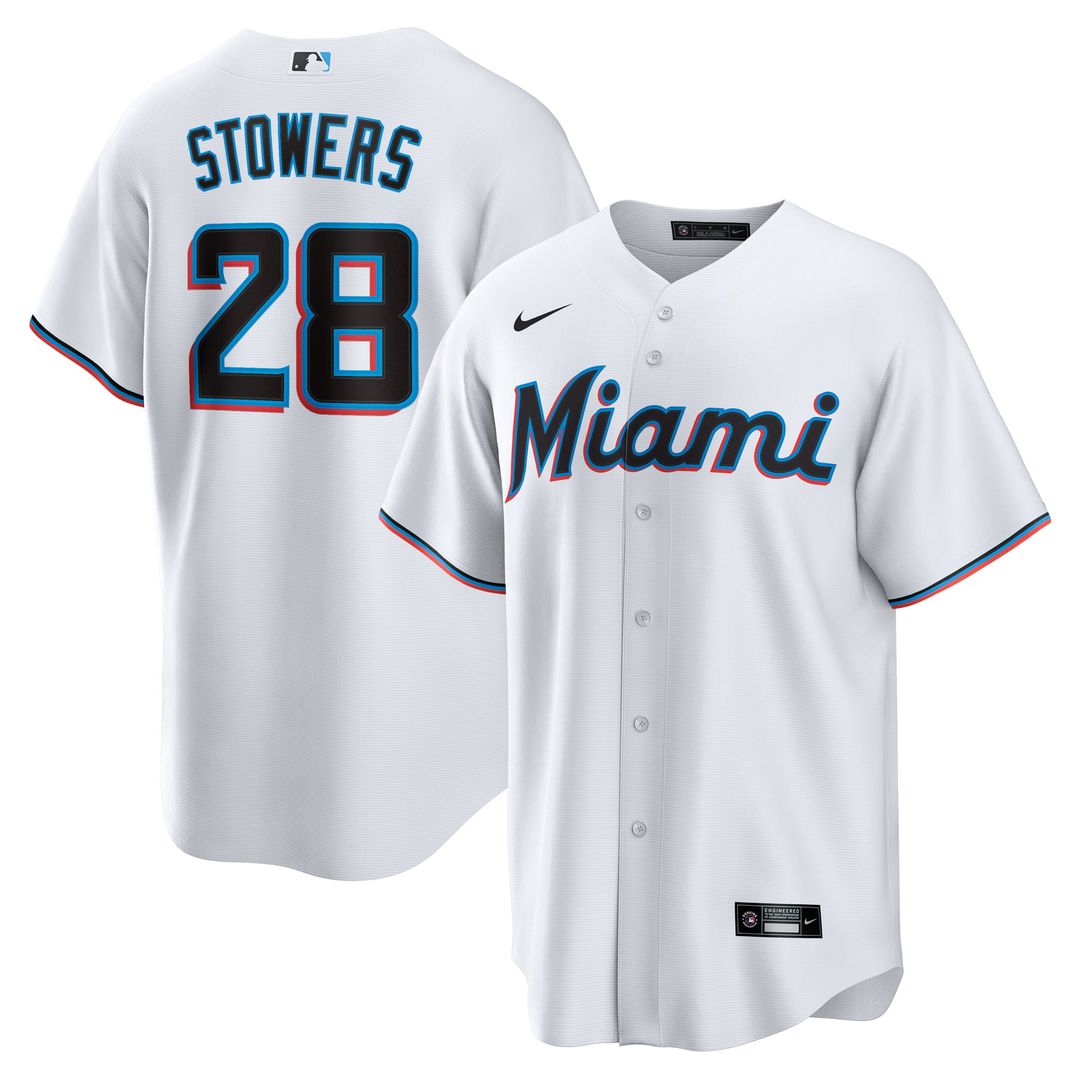 Miami Marlins Kyle Stowers White Home Replica Baseball Jersey