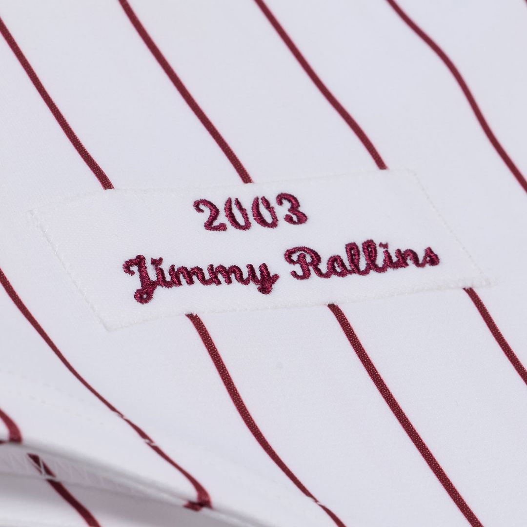 Philadelphia Phillies Jimmy Rollins White 2003 Cooperstown Collection Authentic Baseball Jersey | MLB Baseball Jersey