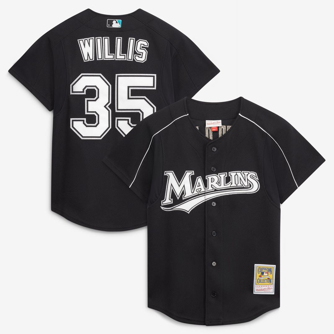 Florida Marlins Dontrelle Willis Black Cooperstown Collection Mesh Batting Practice Button-Up Baseball Jersey