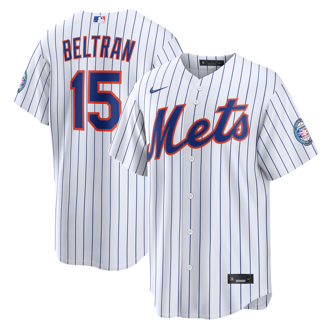 New York Mets Carlos Beltran White Home Replica 2026 Hall of Fame Patch Baseball Jersey