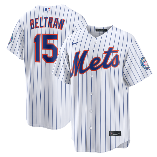 New York Mets Carlos Beltran White Home Replica 2026 Hall of Fame Patch Baseball Jersey