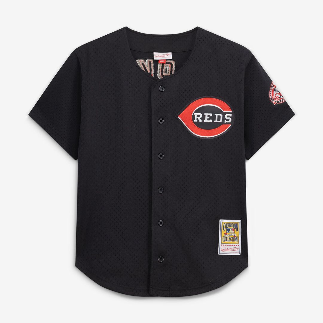 Cincinnati Reds Barry Larkin Black Cooperstown Collection Mesh Batting Practice Button-Up Baseball Jersey | MLB Baseball Jersey
