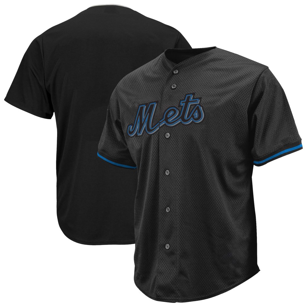 New York Mets Profile Black Big & Tall Pop Fashion Baseball Jersey