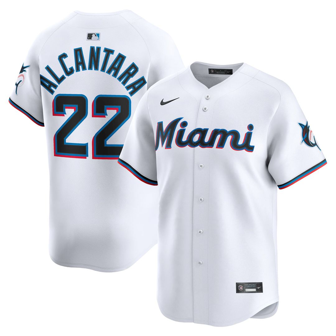 Miami Marlins Sandy Alcantara White Home Limited Baseball Jersey