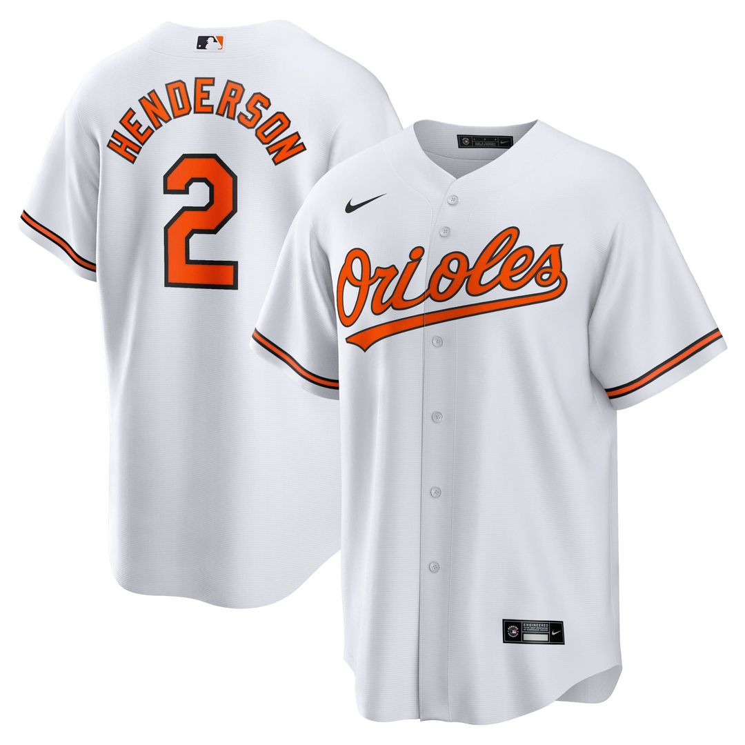 Baltimore Orioles Gunnar Henderson White Home Replica Baseball Jersey