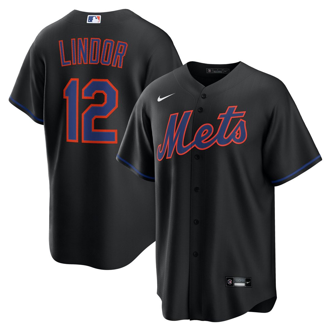 New York Mets Francisco Lindor Black Alternate Replica Baseball Jersey