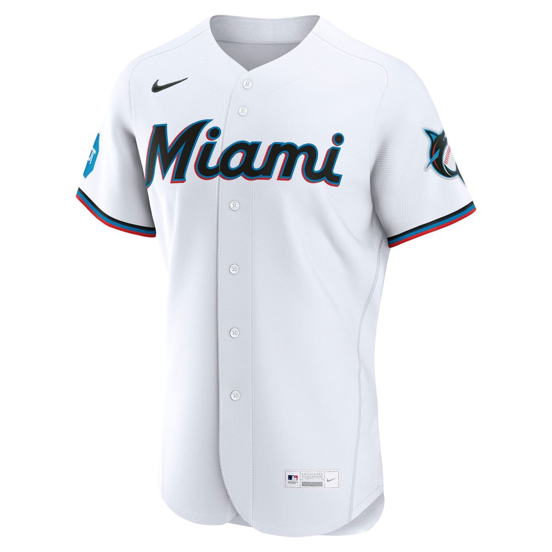 Miami Marlins White Home Sponsor Patch Authentic Baseball Jersey | MLB Baseball Jersey