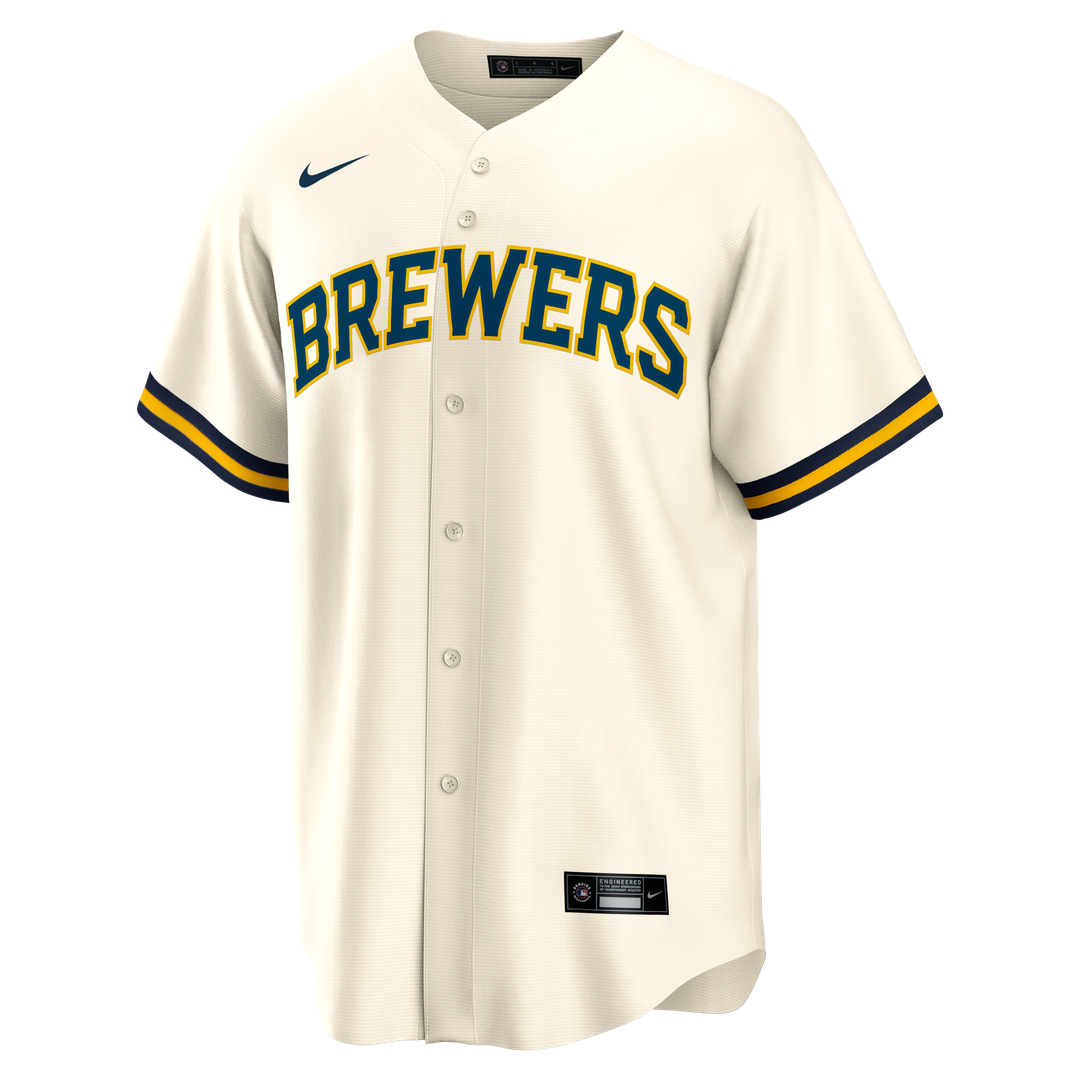 Milwaukee Brewers Bob Uecker Cream Home Retired Player Replica Baseball Jersey | MLB Baseball Jersey