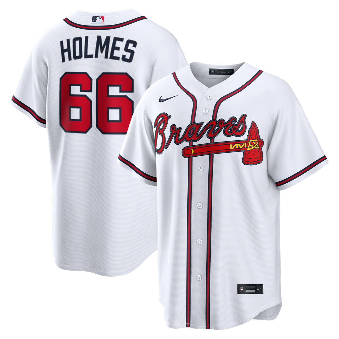 Atlanta Braves Grant Holmes White Home Replica Baseball Jersey