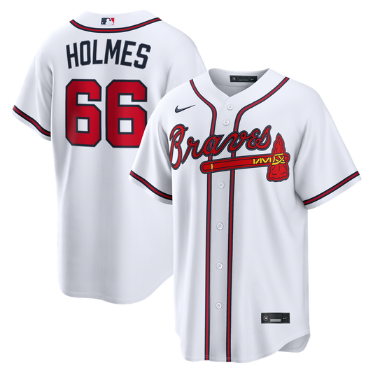 Atlanta Braves Grant Holmes White Home Replica Baseball Jersey