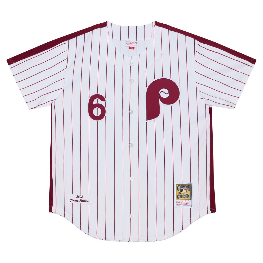Philadelphia Phillies Jimmy Rollins White 2003 Cooperstown Collection Authentic Baseball Jersey | MLB Baseball Jersey