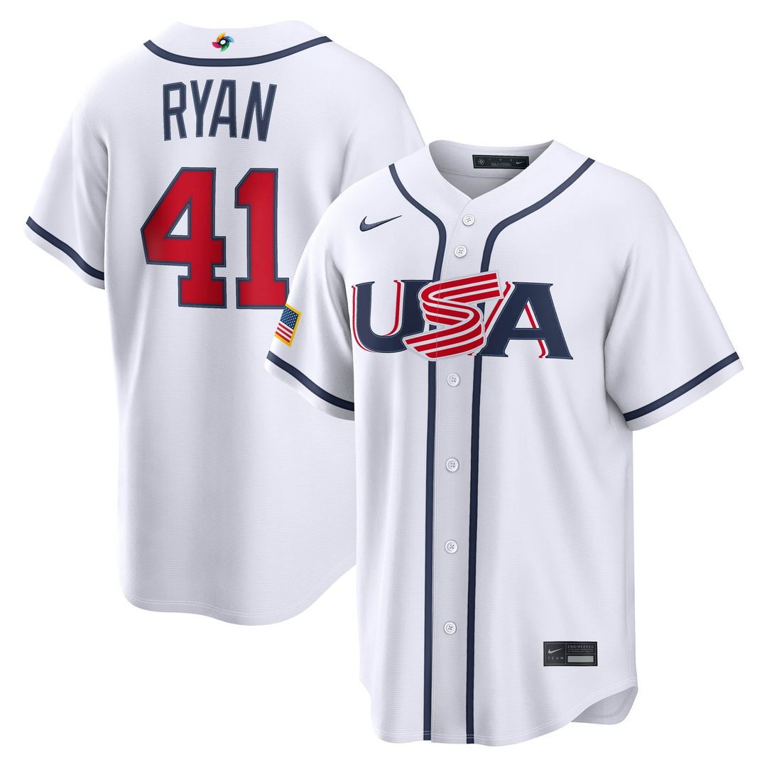 USA Baseball Joe Ryan White 2026 World Baseball Classic Home Stadium Baseball Jersey
