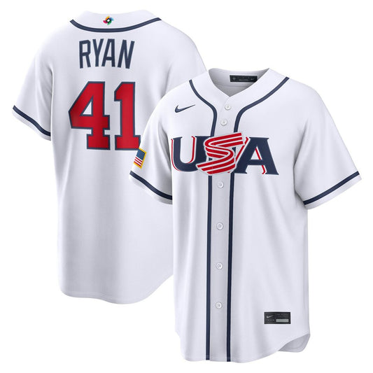 USA Baseball Joe Ryan White 2026 World Baseball Classic Home Stadium Baseball Jersey