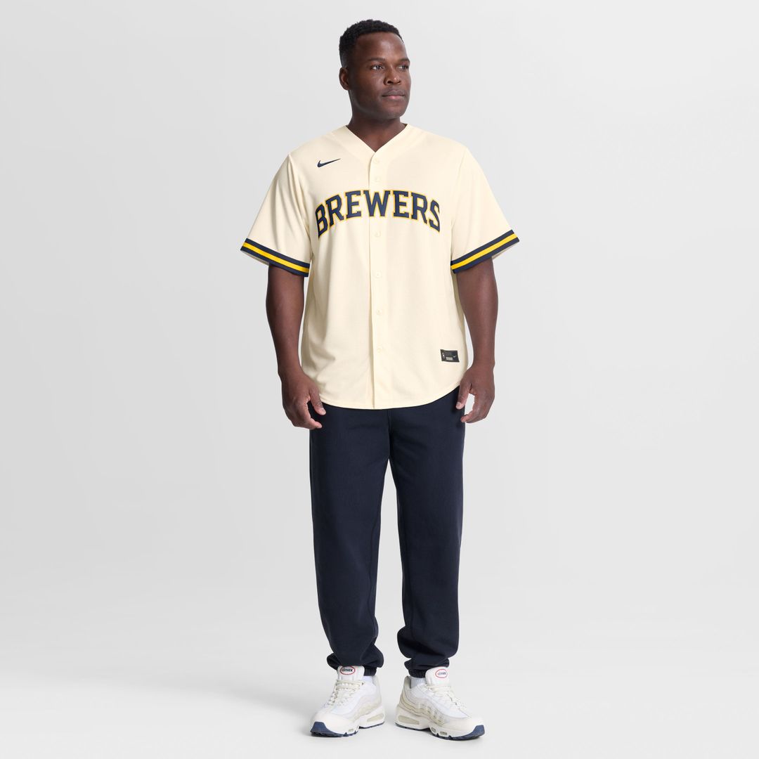 Milwaukee Brewers Jackson Chourio Cream Home Replica Baseball Jersey | MLB Baseball Jersey
