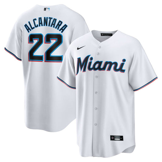 Miami Marlins Sandy Alcantara White Replica Baseball Jersey