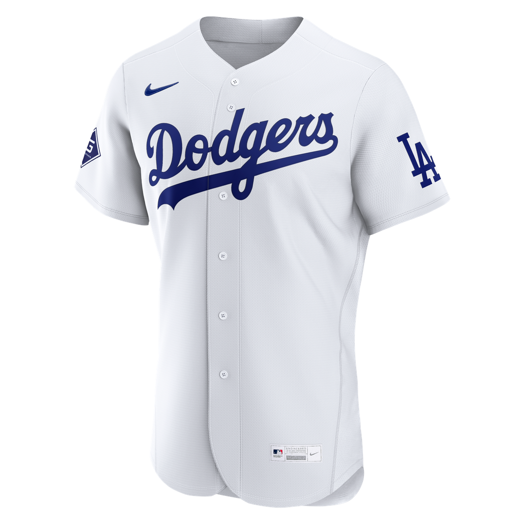 Los Angeles Dodgers White Home Sponsor Patch Authentic Baseball Jersey | MLB Baseball Jersey