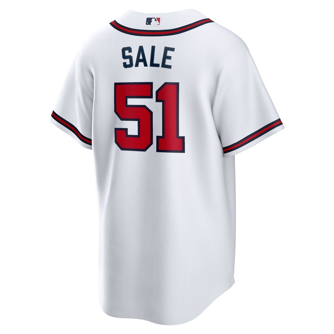 Atlanta Braves Chris Sale White Home Replica Baseball Jersey | MLB Baseball Jersey