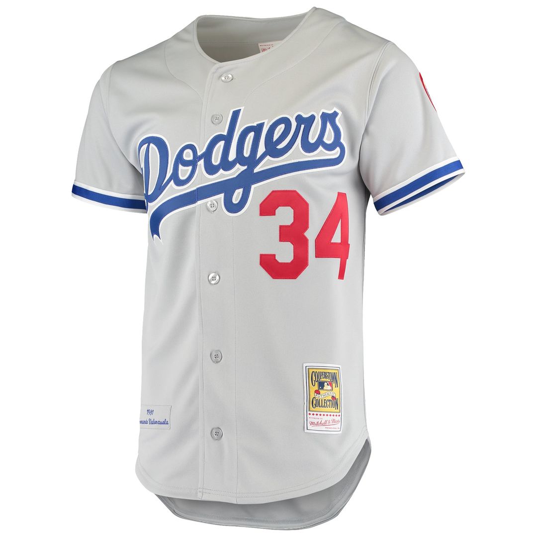 Los Angeles Dodgers Fernando Valenzuela Gray Road 1981 Cooperstown Collection Authentic Baseball Jersey | MLB Baseball Jersey