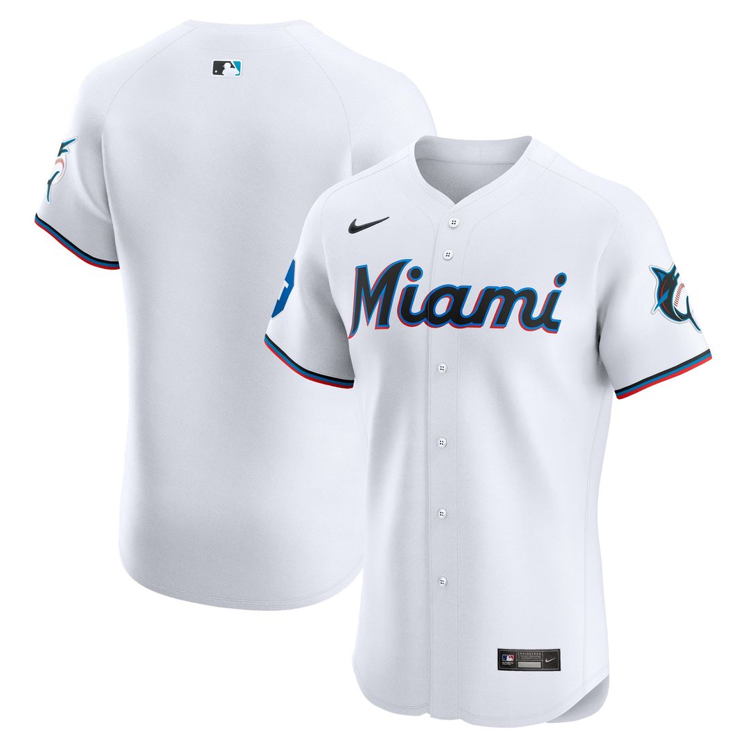 Miami Marlins White Home Elite Patch Baseball Jersey