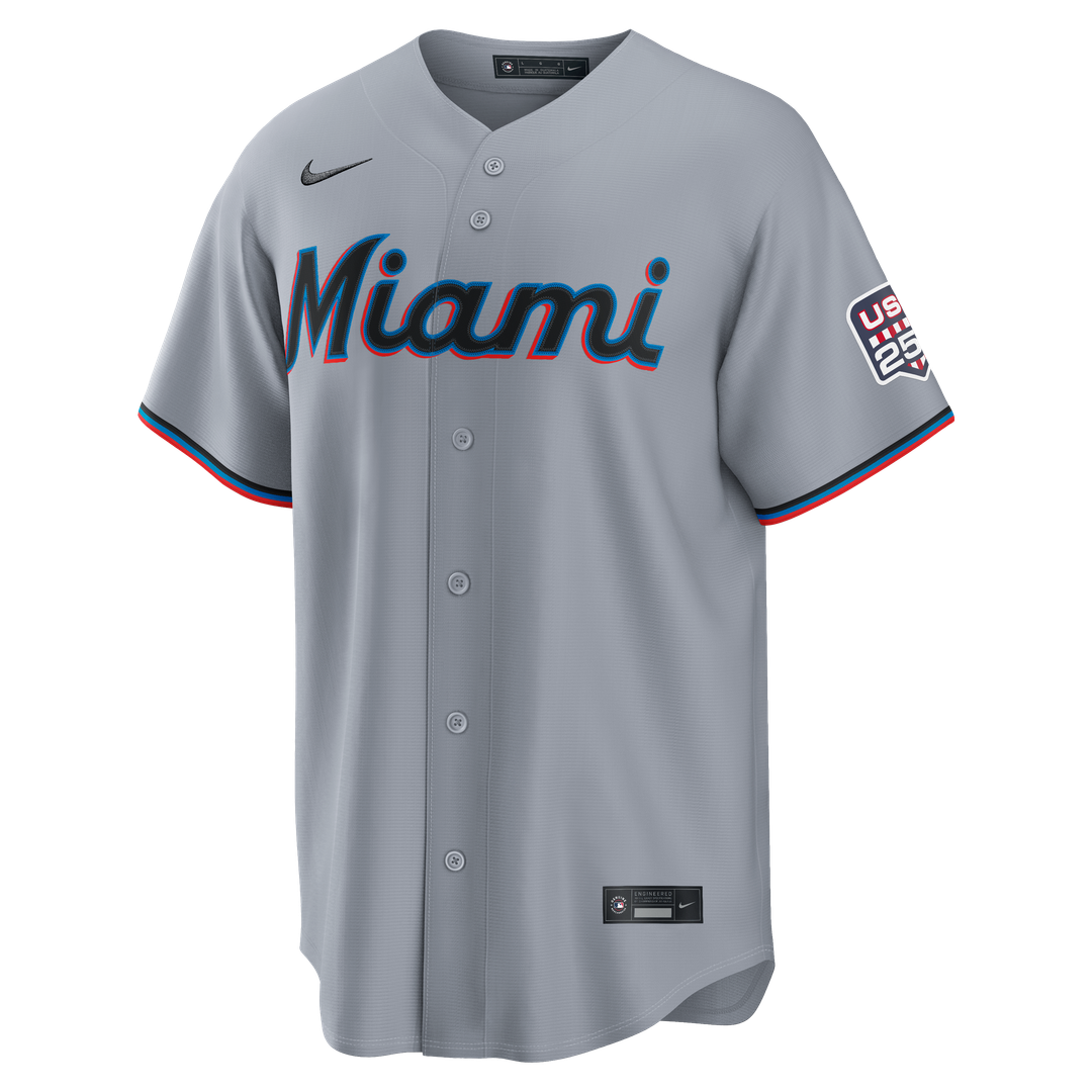 Fourth of July Men's Miami Marlins Kyle Stowers Gray USA 250 Stadium Baseball Jersey | MLB Baseball Jersey