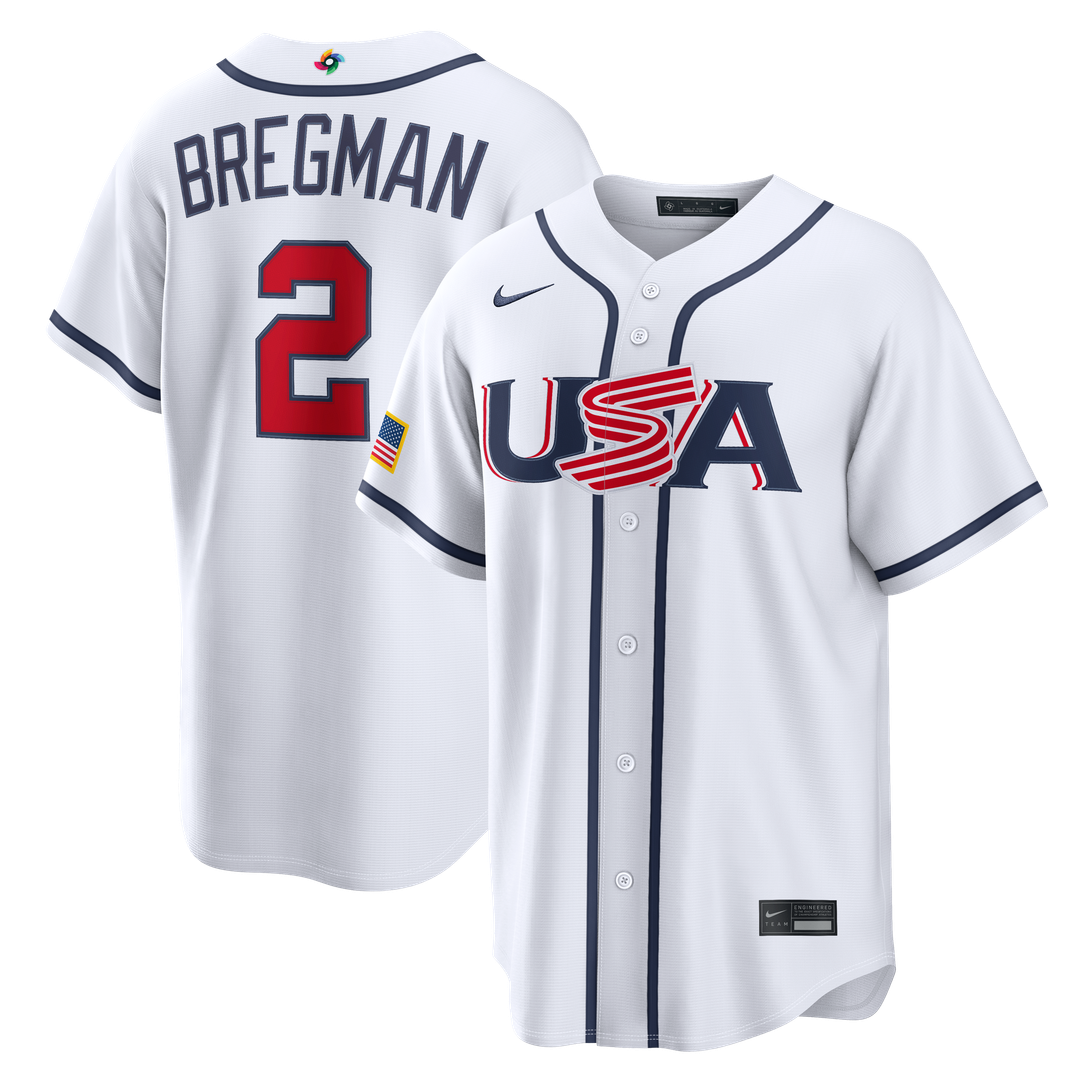 USA Baseball Alex Bregman White 2026 World Baseball Classic Home Stadium Baseball Jersey