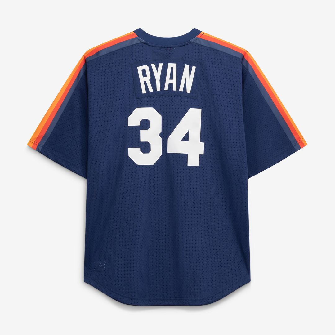 Houston Astros Nolan Ryan Navy Cooperstown Collection Big & Tall Mesh Batting Practice Baseball Jersey | MLB Baseball Jersey