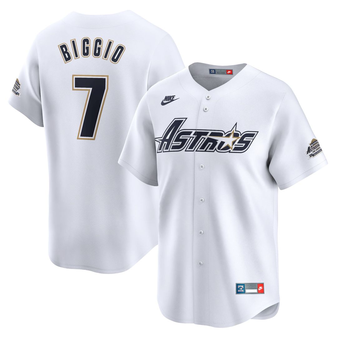 Houston Astros Craig Biggio White Throwback Cooperstown Collection Limited Baseball Jersey