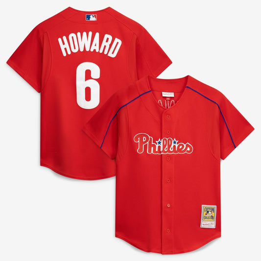Philadelphia Phillies Ryan Howard Red Cooperstown Collection Batting Practice Baseball Jersey