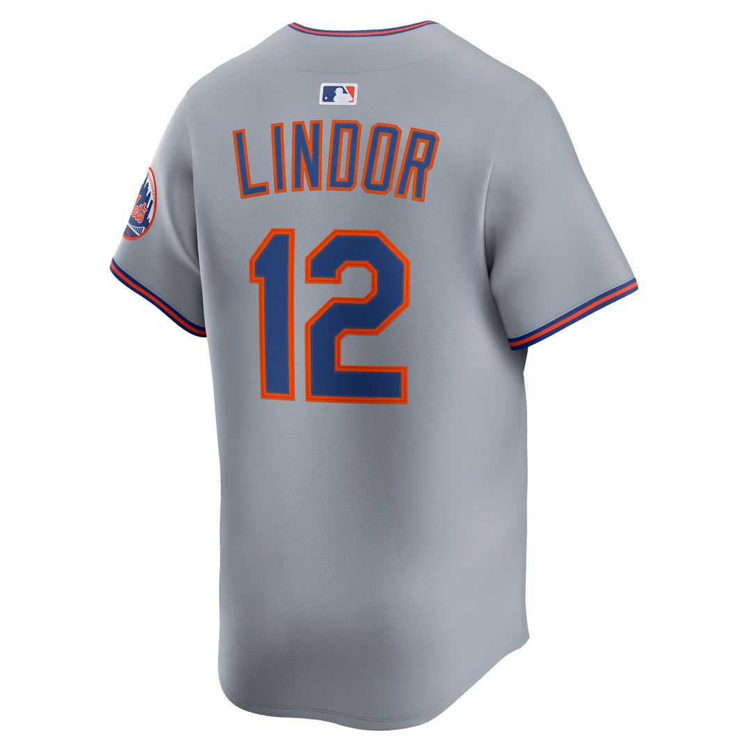 New York Mets Francisco Lindor Gray Road Limited Baseball Jersey | MLB Baseball Jersey
