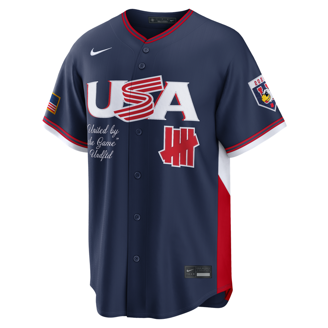 USA Baseball x Undefeated Navy 2026 World Baseball Classic Stadium Baseball Jersey | MLB Baseball Jersey