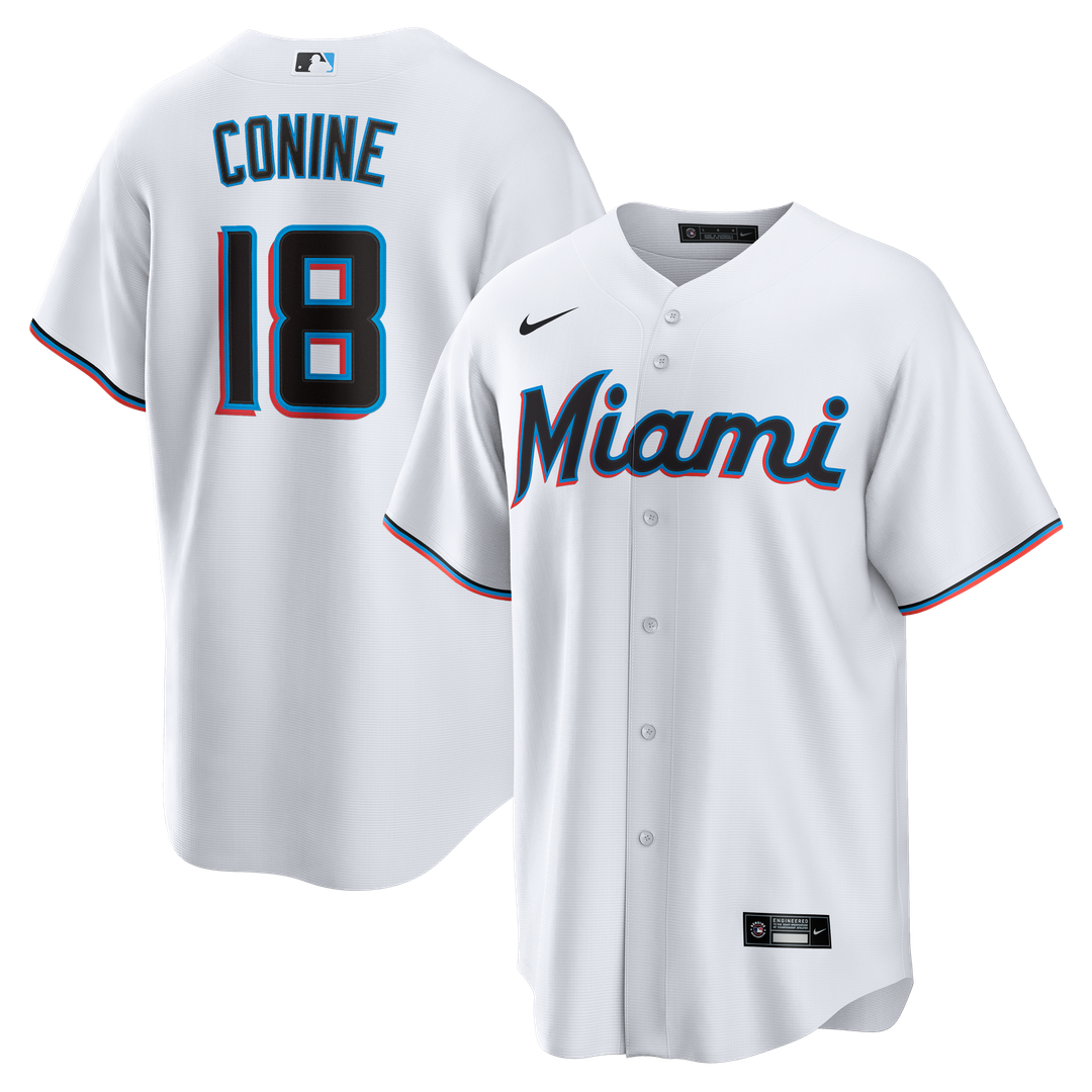 Miami Marlins Griffin Conine White Home Replica Baseball Jersey