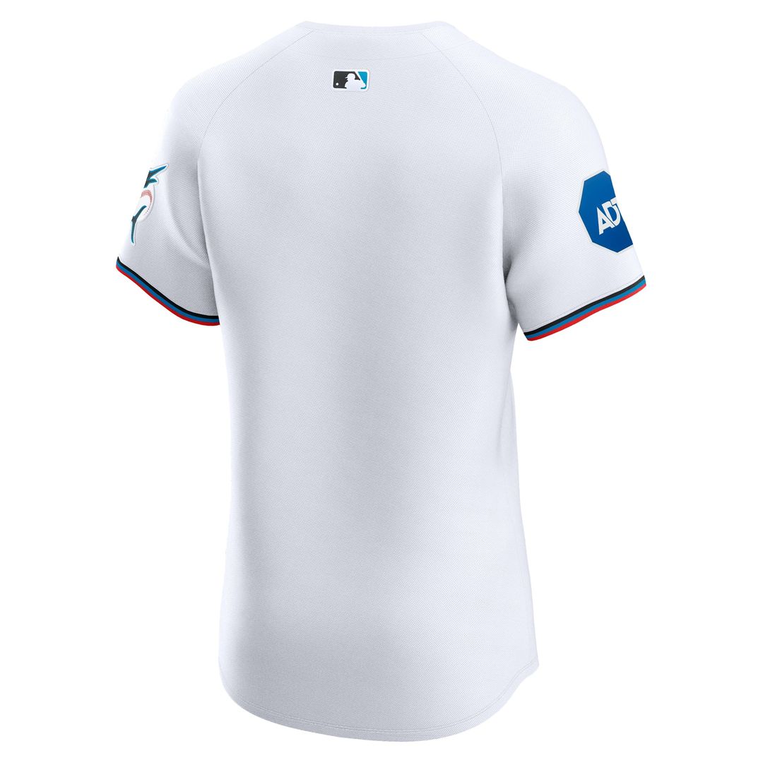 Miami Marlins White Home Elite Patch Baseball Jersey | MLB Baseball Jersey