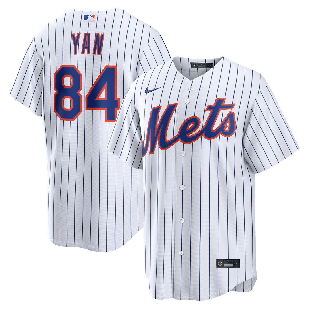 New York Mets Jefry Yan White Home Replica Baseball Jersey