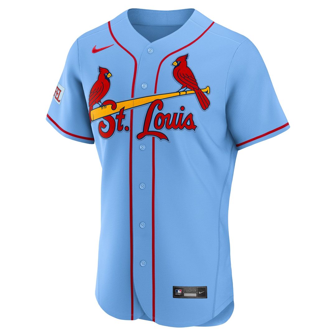 St. Louis Cardinals Light Blue Alternate Sponsor Patch Authentic Baseball Jersey | MLB Baseball Jersey