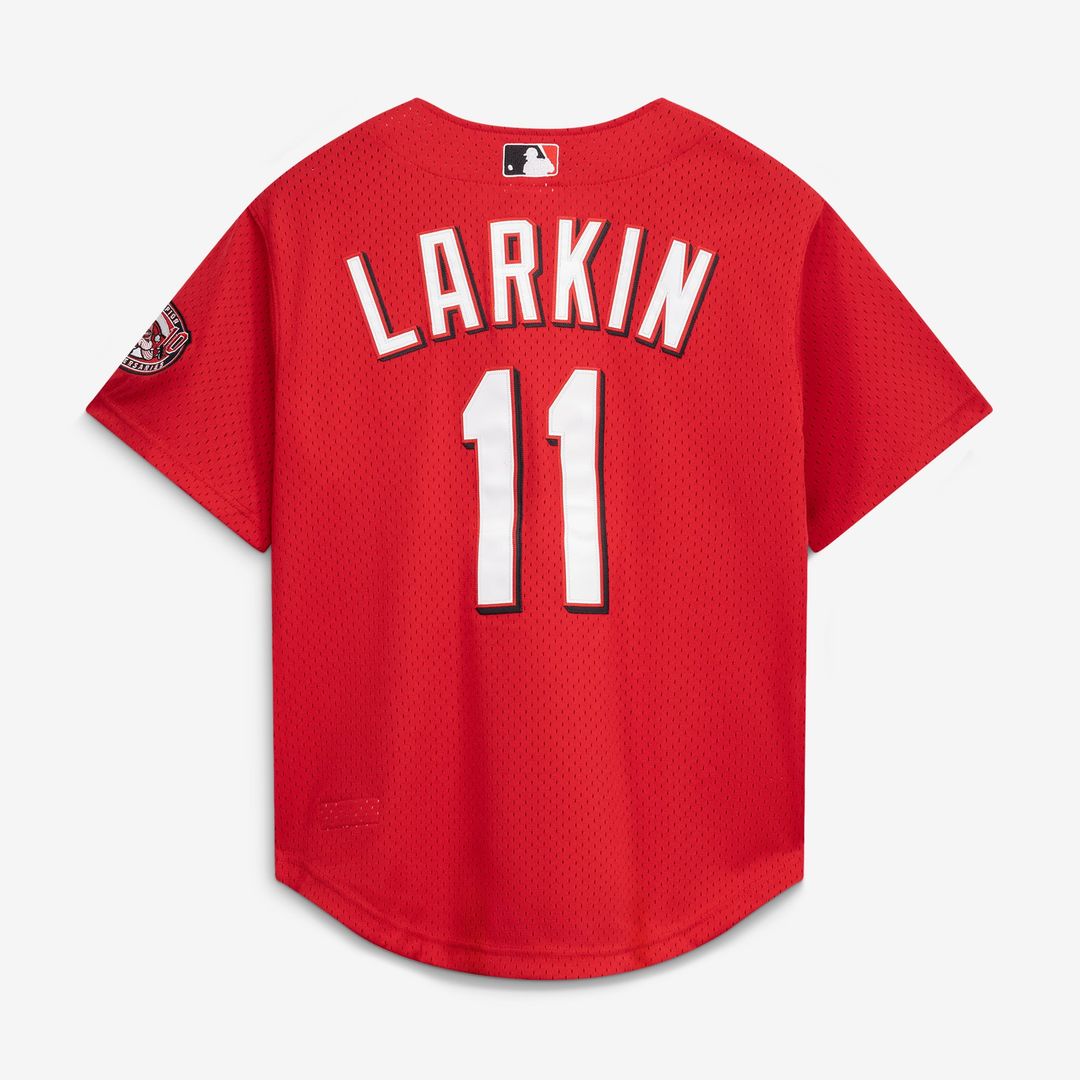 Cincinnati Reds Barry Larkin Black Cooperstown Collection Mesh Batting Practice Button-Up Baseball Jersey | MLB Baseball Jersey
