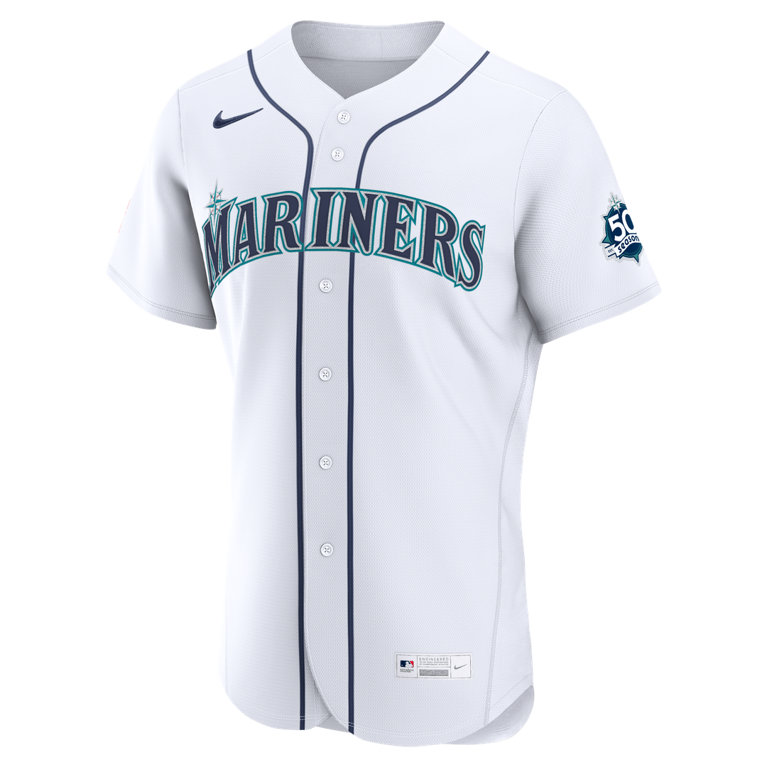 Seattle Mariners Julio Rodriguez White Home 50th Season Authentic Baseball Jersey | MLB Baseball Jersey