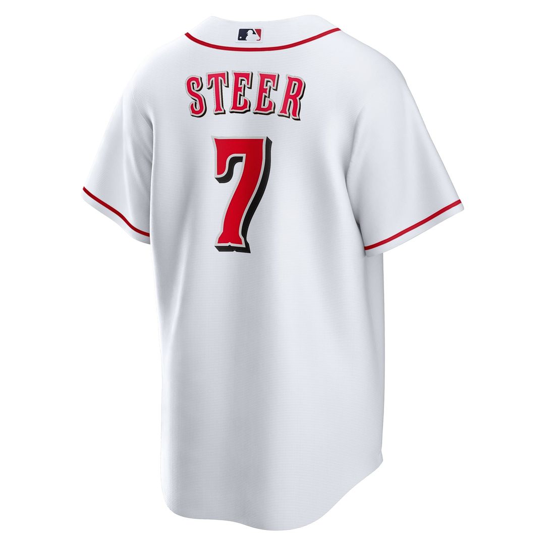 Cincinnati Reds Spencer Steer White Home Replica Baseball Jersey | MLB Baseball Jersey