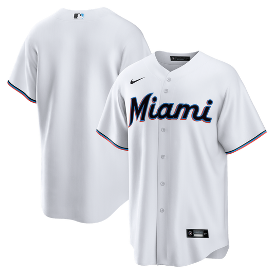 Miami Marlins White Home Big & Tall Replica Baseball Jersey