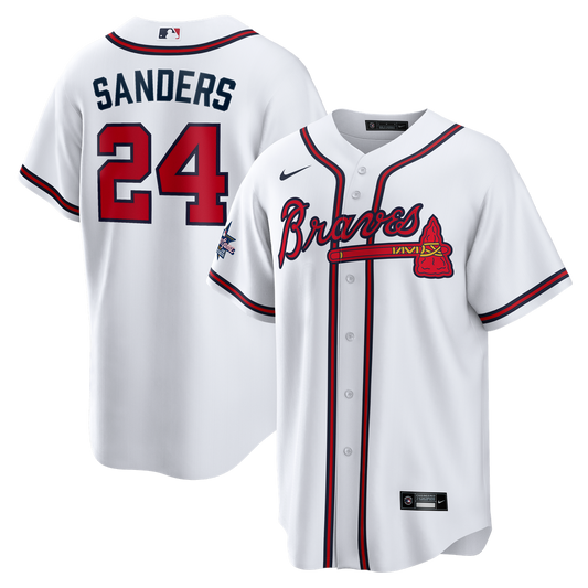 Atlanta Braves Deion Sanders White Home Retired Player Replica Baseball Jersey