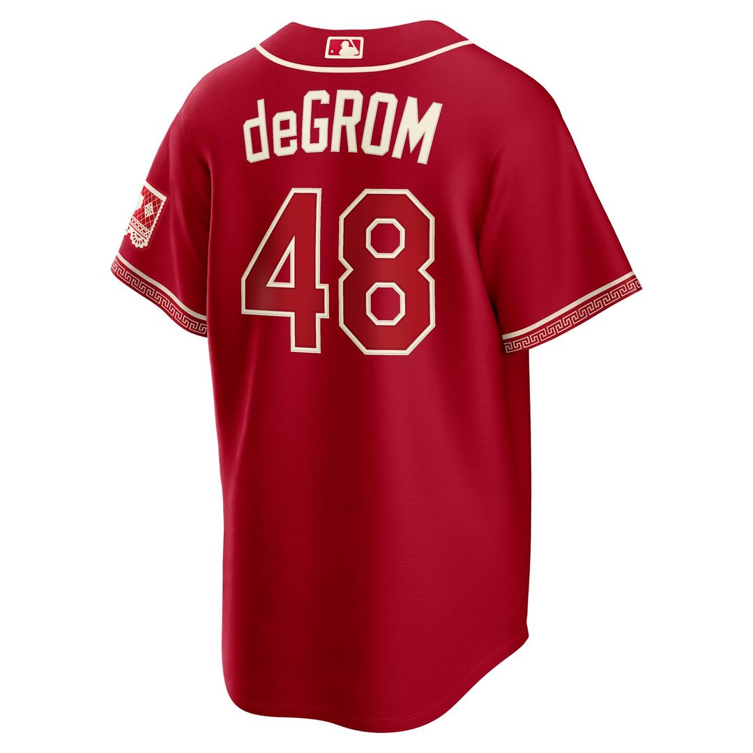 Texas Rangers Jacob deGrom Red 2026 City Connect Stadium Baseball Jersey | MLB Baseball Jersey