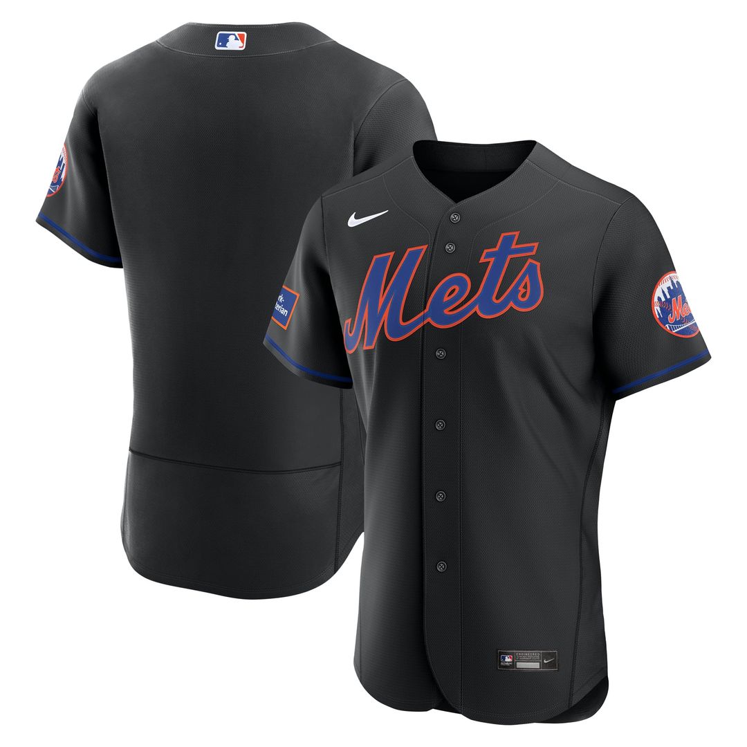 New York Mets Black Alternate Sponsor Patch Authentic Baseball Jersey