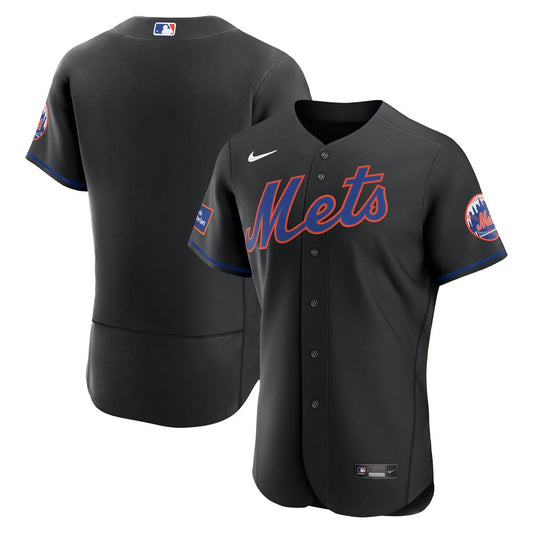 New York Mets Black Alternate Sponsor Patch Authentic Baseball Jersey