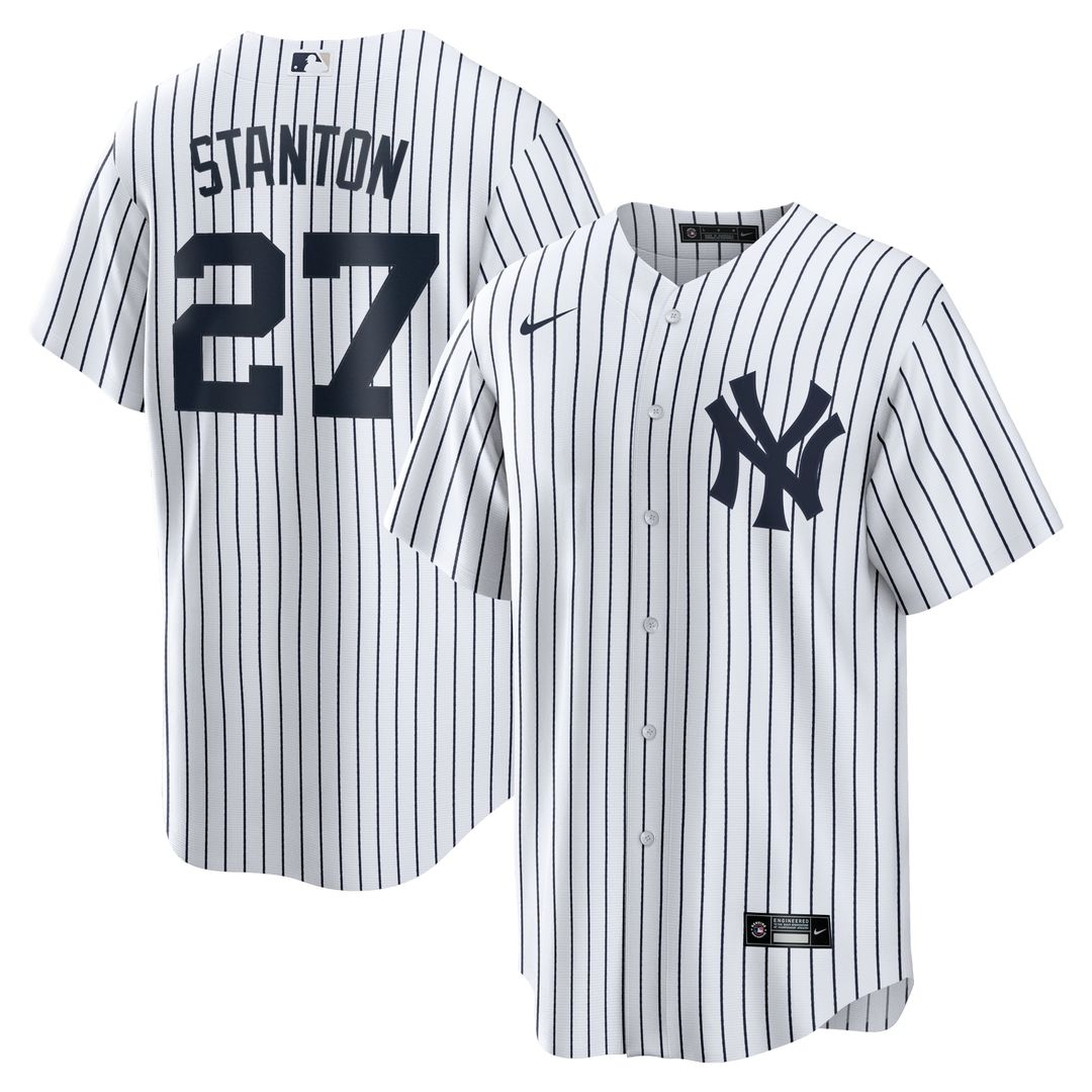 New York Yankees Giancarlo Stanton White Home Replica Player Name Baseball Jersey