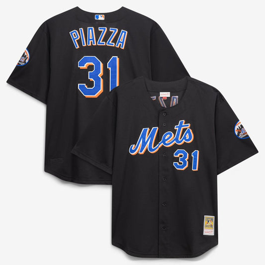 New York Mets Mike Piazza Black Big & Tall Cooperstown Mesh Batting Practice Baseball Jersey