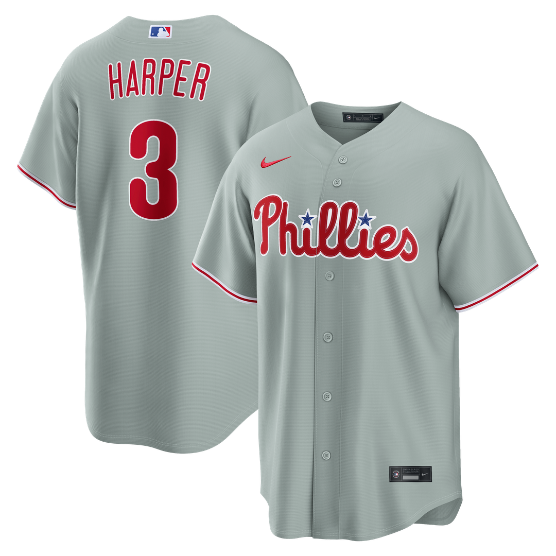 Philadelphia Phillies Bryce Harper Gray Road Replica Baseball Jersey | MLB Baseball Jersey