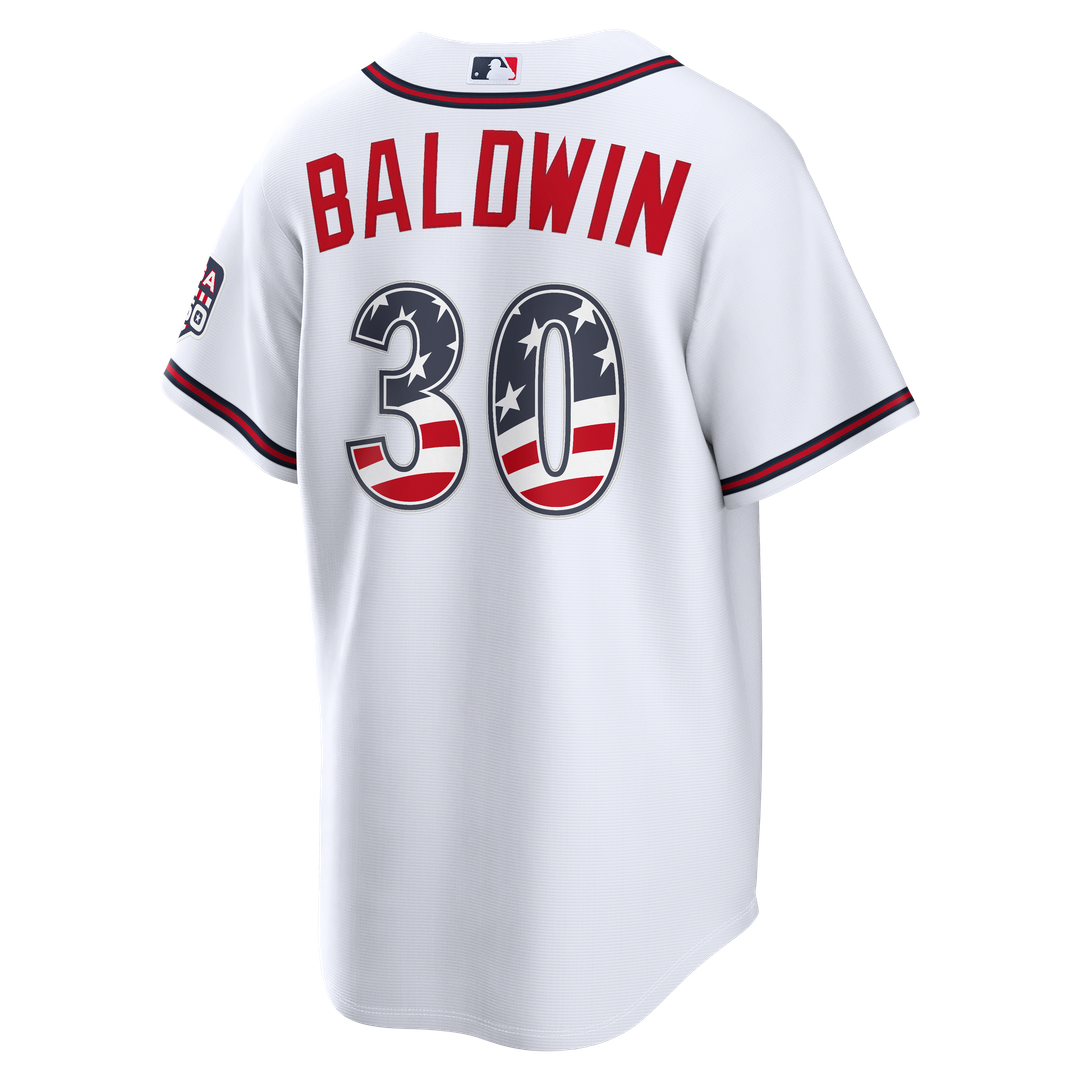 Fourth of July Men's Atlanta Braves Drake Baldwin White USA 250 Stadium Baseball Jersey | MLB Baseball Jersey