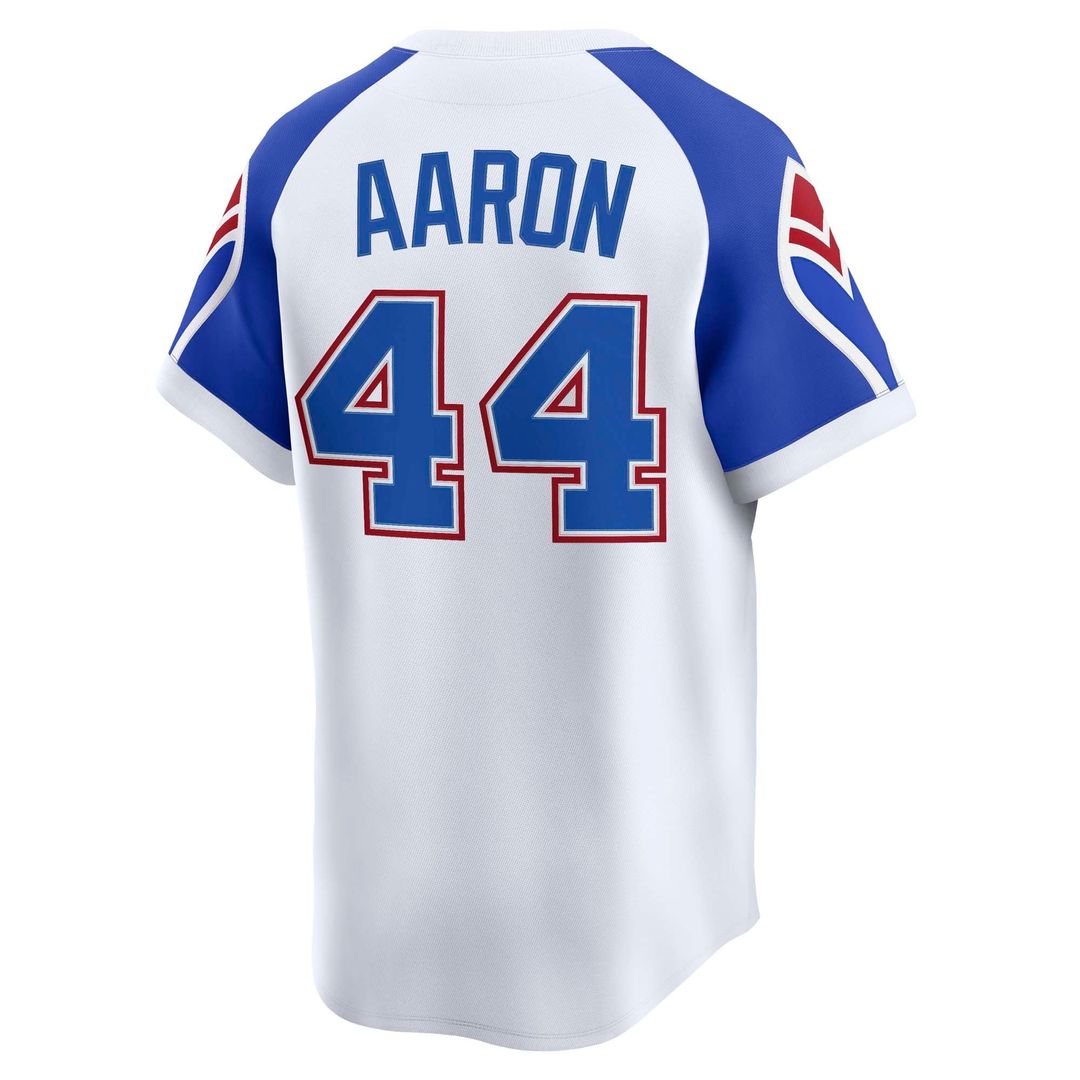 Atlanta Braves Hank Aaron White Throwback Cooperstown Collection Limited Baseball Jersey | MLB Baseball Jersey