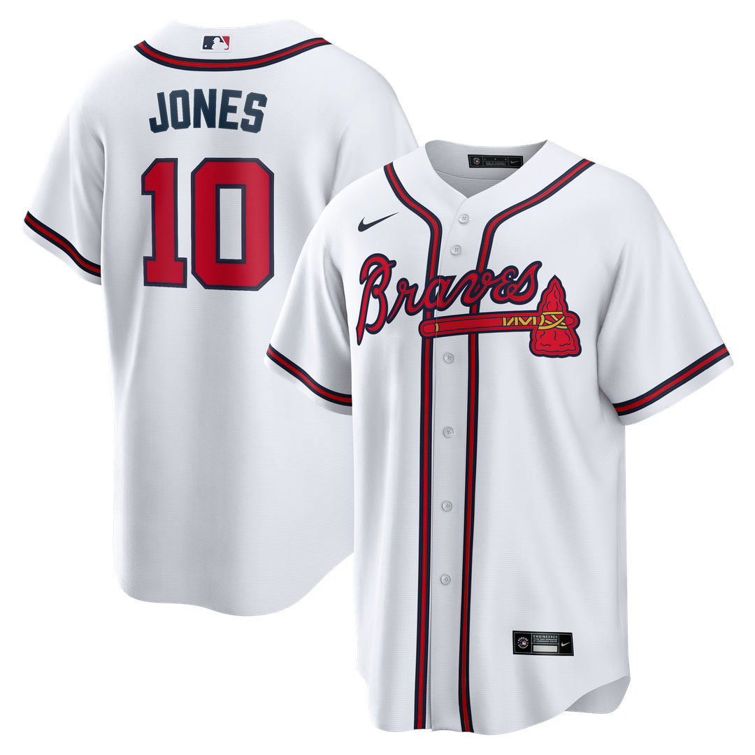 Atlanta Braves Chipper Jones White Home Retired Player Replica Baseball Jersey